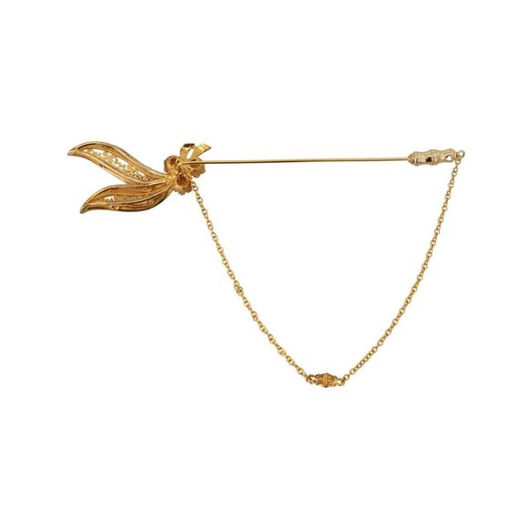 Dolce & Gabbana Gold Tone Brass Bow Crystal FauxPearl Embellished Brooch